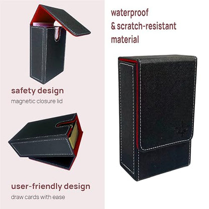 Tarot Card Holder, Leather Tarot Card Case, with Magnetic lid Closure-Suitable for Tarot Cards (red) - color: red