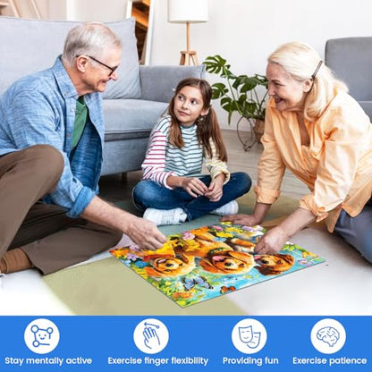 36 Large Piece Puzzles for Seniors 6 Pack,Dementia Puzzles Turtle Dog Bird Mushroom Beach Lake Jigsaw Puzzle Dementia Alzheimer's Products and Activities for Seniors Elderly Adult - style: 36 Large Pieces