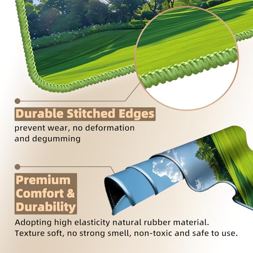 Galdas Gaming Mouse Pad XXL XL Large Long Extended Big Mousepad Non-Slip Rubber Keyboard Mouse Pad with Stitched Edges for Laptop Home Office (31.5x11.8x0.08 Inch) … (Grass) - color: Grass