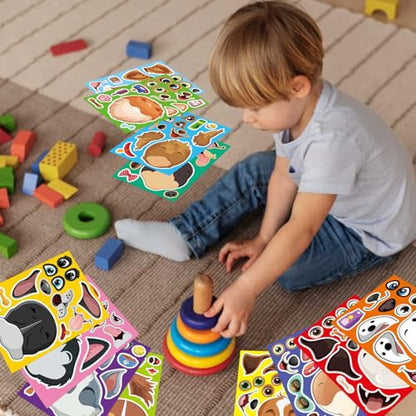 Make a Face Stickers, Make Your Own Dog Stickers for Kids, Animal Sticker | 24 Sheets Dogs Sticker for Birthday Gift Party Favors Supplies Teacher Art Craft, Games School Activity Reward - style: Dog