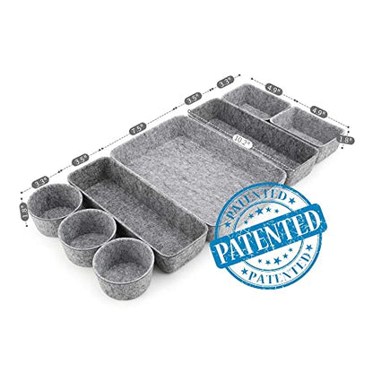 Welaxy 8-piece desk drawer organizer trays felt shallow bin Gray Minimalist - color: Gray