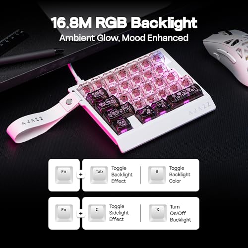 MechLands AJAZZ AK029 One Handed Gaming Keyboard, 8Khz Polling, 29 Keys Rapid Fast Wired Keyboard, SOCD & DKS, Magnetic Switch, Adjustable Actuation, RGB Backlits, Aluminum Plate (Black Pink) - color: Black Pink