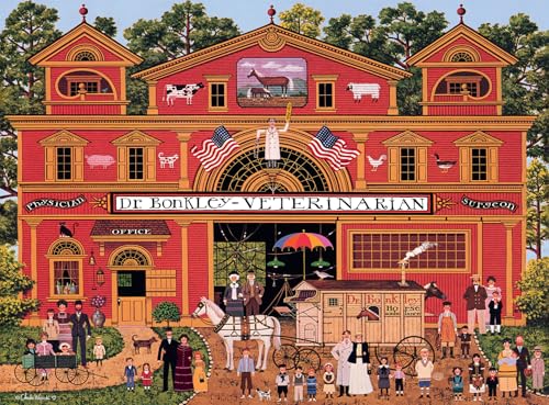 Buffalo Games - Charles Wysocki Dr. Bonkley's Family - 1000 Piece Puzzle | Art by Charles Wysocki, Frameable Art, Made in USA, Recycled Board, Includes Poster, Challenging, intermediate to expert