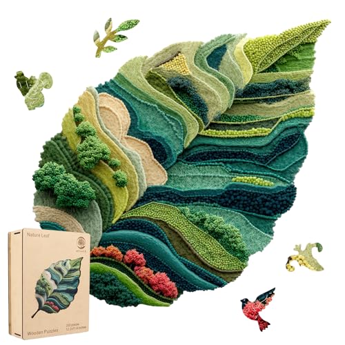 MYS A·U·R Wooden Puzzles for Adults, Nature Leaf Jigsaw Puzzle 200pcs, 12.2X11.5in, Unique Shape Wood Puzzles Adult, Creative Gift for Kids Family Game - color: Nature Leaf, size: 200Pcs