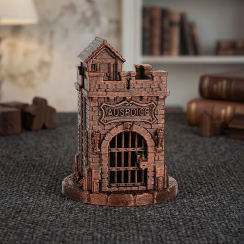 Dice Jail DND Dice Prison Tabletop Gaming Accessories RPG Display AF1223D | Hand-Painted Red Copper Color Tabletop Organizer and RPG Accessory, Decorative Fantasy Gift for Gamers - color: Af1223d Dice Jail Red Copper