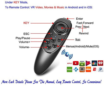 VR Remote Controller Gamepad Bluetooth Control VR Video, Game, Selfie, Flip E-Book/PPT/Nook Page, Mouse, in Virtual Reality Headset PC Tablet Laptop iPhone Smart Phone