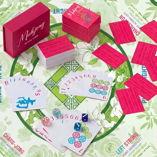 Soulchen 168-Piece PVC American Mahjong Card Print Set,Classic,Hot Pink | Lightweight Waterproof Format with 4 Dice and Storage Case, for Clubs, Pool, Cruises, Trips, Family Game Nights - color: Hot Pink, style: Classic