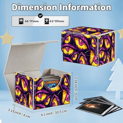 for MTG Commander Deck Box,Card Deck Box for Trading Yugioh MTG,Fits 100 Double Sleeved Cards,PU Leather Strong Magnet Case for Magic Commander TCG CCG,Funny Purple Eyes - color: Funny Purple Eyes