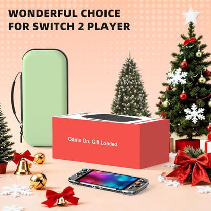 Switch 2 Accessories Bundle, 30-in-1 Kit for Nintendo Switch 2, Green | Carrying Case, Controller Charger Dock, Grips for JoyCon, Steering Wheels, Wrist &Leg Strap, Switch 2 Console Protective Case - color: Green (30Pcs)