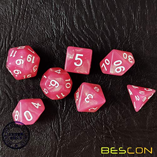 Bescon Moonstone Dice Set Peachy, Bescon Polyhedral RPG Dice Set Moonstone Effect - color: Peachy