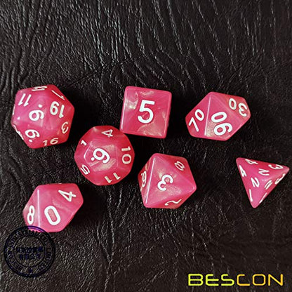 Bescon Moonstone Dice Set Peachy, Bescon Polyhedral RPG Dice Set Moonstone Effect - color: Peachy