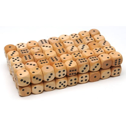 WE Games Wooden Dice Set with Rounded Corners - Pack of 100 Bulk Dice, 16mm Dice, Black Pips for Board Games, Gaming Dice Sets, Standard 6 Sided Dice Set for Adults