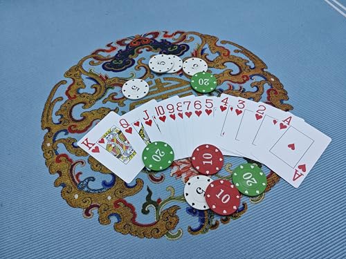 Chinese Style Mahjong Mat, 31.5 * 31.5'' Anti Slip and Noise Reduction Mahjong Table Mat for Poker, Card, Board & Tile Games (Light Blue) - style: Light Blue