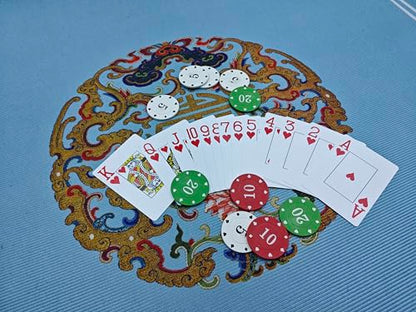 Chinese Style Mahjong Mat, 31.5 * 31.5'' Anti Slip and Noise Reduction Mahjong Table Mat for Poker, Card, Board & Tile Games (Light Blue) - style: Light Blue