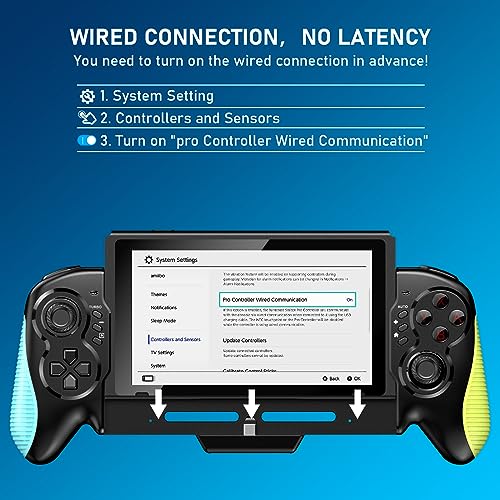 Diswoe Controller for Switch/OLED - One-Piece Joypad Replacement for Switch Pro, Remote With Dual Motor Vibration and Adjustable TURBO - color: Black+L
