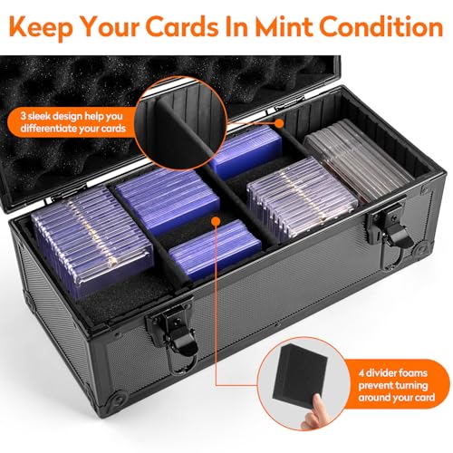 Top Loader Storage Box with Key Locks, Trading Card Storage Case, Sports Card Box & Hard Cases Holds up to 300+ Top Loaders, 76 One Touch (35pt), 48 PSA/GMA, 43 CSG, 41 SGC, 36 BGS/HGA - size: Small