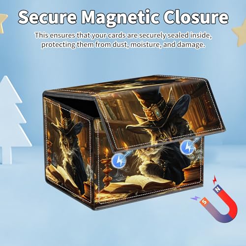 for MTG Commander Deck Box,Card Deck Box for Trading Yugioh MTG,Fits 100 Double Sleeved Cards,PU Leather Strong Magnet Case for Magic Commander TCG CCG,Captain Cat - color: Captain Cat