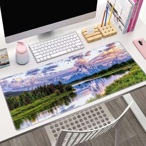 Gaming Mouse Pad, Large Non-Slip Rubber Base Mousepad, Keyboard Mouse Mat, Desk Pad with Stitched Edges, 31.5x11.8inch, Grand Teton National Park - color: Grand Teton National Park