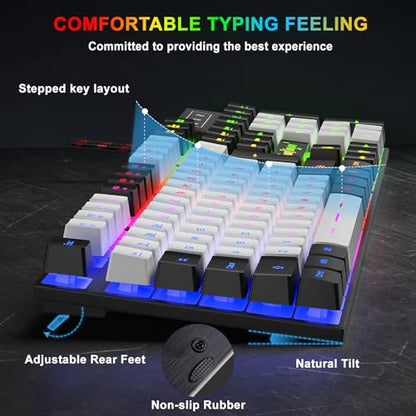 BlueFinger RGB Gaming Keyboard and Backlit Mouse Combo, USB Wired, LED Gaming Set for Laptop PC Computer Game and Work (Black & White) - color: Black & White