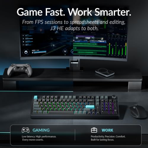 Keychron J3 HE Wireless Hall Effect Magnetic Switch Keyboard, 96% Layout with Numpad & Knob, Rapid Trigger, 1000Hz Polling Rate, Web Customizable RGB Keyboard for Mac Windows Linux