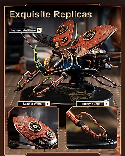 ROKR 3D Puzzles for Adults Electric Insect Metal Model Building Kit Desk Toys Hobby Kit for Adults Gift for Teens (Rhinoceros Beetle)
