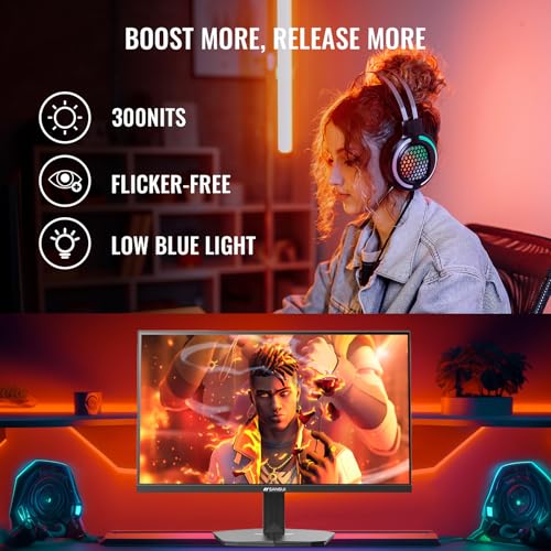 SANSUI Gaming Monitor, 24 Inch 180Hz, FHD 1080P 1ms 110% sRGB Computer Monitor, HDMI DP Ports VESA Support for Game Office (HDMI Cable Included) - size: 23.81