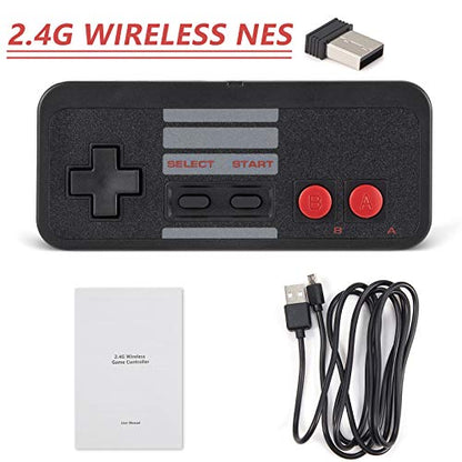 KIWITATA Wireless USB Controller for Retro PC Games, 2 Pack 2.4G Rechargeable Wireless N-e s Remote Gamepad Emulated Controller for Windows XP 7 8 11 & MAC & Retropie - color: black