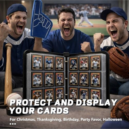 Baseball Card Binder with Sleeves, 9-Pocket Portable Card Protectors Album Holder Book with Zipper, Fits 900 Cards with 50 Removable Sleeves, Baseball Cards Display Storage Carrying Case -GYYS02 - color: Baseball-GYYS02-900 cards