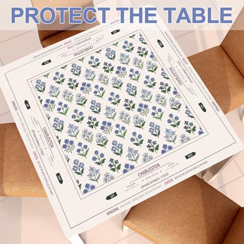 Tegeme Mahjong Mat Flower 31.5" X 31.5" Anti Slip Game Table Cover | Noise Reduction for Quiet Play, Chinoiserie Floral Design, Non Slip Backing Secures Mat, For Mah Jong Card Tile Games - size: 31.5" X 31.5", style: Flower