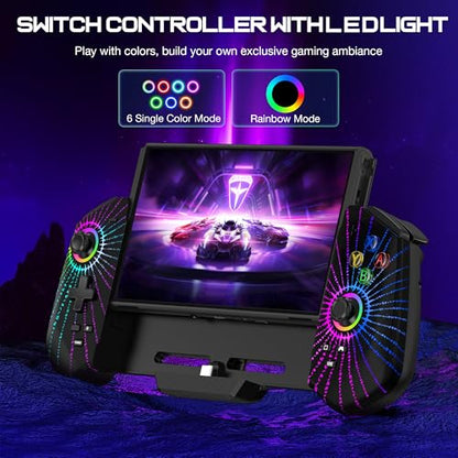 Switch Controller with Hall Joystick for Nintendo Switch/OLED, Wired Switch Pro Remote Controller with Turbo/4 Game Slot/Dual Motor, Handheld Joypad Replacement for Nintendo Switch Controller - color: Black Magical