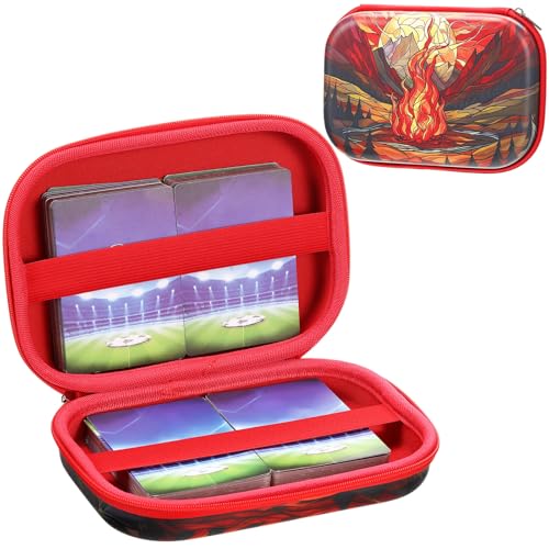 Hard Playing Card Game Case 300+ Trading Playing Card Holder Portable Travel Storage Box for Classic Board Game(Flame)