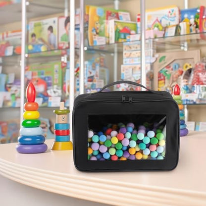 Abbylike 8 Pack Toys Storage Bags with Handle and Clear PVC Window, Classic Bricks Building Set Organization Bags, Car Toy Traveling Carrying Case for Puzzles Board Games Building Blocks (Black) - color: Black