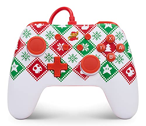 PowerA Wired Controller for Nintendo Switch - Mario Holiday Sweater, Nintendo Switch - OLED Model, Gamepad, Game controller, Wired controller, Officially licensed