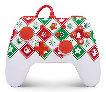 PowerA Wired Controller for Nintendo Switch - Mario Holiday Sweater, Nintendo Switch - OLED Model, Gamepad, Game controller, Wired controller, Officially licensed