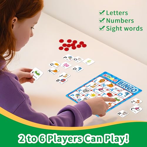 Spanish Alphabet Bingo Game, Letter&Number Sight Word Bingo Board Games for Kids, ABC and 123 Learning Toys for Kindergarten, Toddler Preschool Learning Activities, Family Matching Games - style: Spanish
