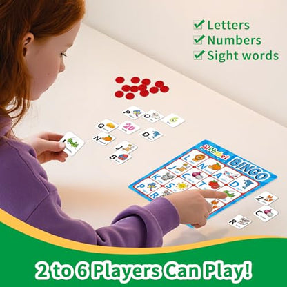 Spanish Alphabet Bingo Game, Letter&Number Sight Word Bingo Board Games for Kids, ABC and 123 Learning Toys for Kindergarten, Toddler Preschool Learning Activities, Family Matching Games - style: Spanish