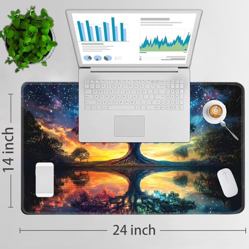for MTG Game Playmat - 24 x 14 inches with Dices and Storage Bags, Non-Slip Base for TCG and Board Game Card Mats, Trading Card Games Mat, Rainbow Tree of Life Pattern Collectible Card Playmats - color: Jv-playmat-p7-1-h218