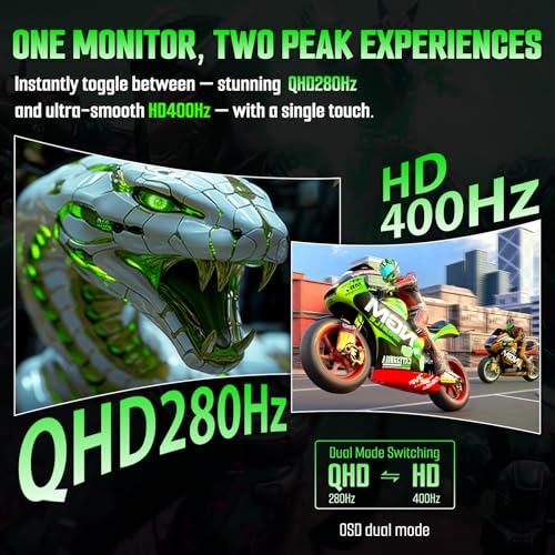 SANSUI 27 Inch 280Hz Curved Gaming Monitor,WQHD 280Hz / HD 400Hz Dual Mode,1500R Curved Computer Monitor, HDR400 135% sRGB 5000:1 Contrast Ratio, PIP/PBP,OD 1ms AI Crosshair,HDMI2.1 * 2, DP1.4,VESA - size: 27