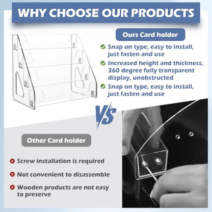 CELSOL Upgraded 4 Tier Acrylic Card Display Stand, Clear Display for Greeting Cards, Sports Cards, Postcards, Stickers & Brochures, Easy Snap-On, Increased Height & Thickness for Better Presentation (4 Tier 1 Pack) - size: 4 Tier 1 Pack