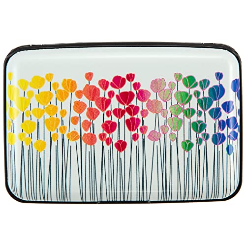 Credit Card Holder, Metal Card Wallet RFID Blocking Mini Slim Aluminum Business Hard Card Case for Women Men (Colorful Flowers) - color: Colorful Flowers