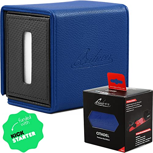 Quiver Time Blue Citadel Deck Block for Magic: the Gathering Cards - TCG 100+ Premium Commander Deck Box, MTG Deck Box for Cards, Dice & Tokens, Custom Divider, Magnetic Closure - color: Blue