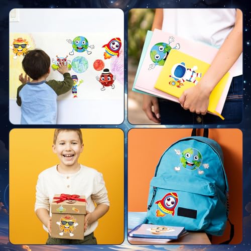 32 Sheet Make Your Own Outer Space Stickers Solar Stystem Astronaut Mix and Match Spaceship Planets Game Stickers for Kids Space Birthday Party Favor Decorations DIY Craft Supplies