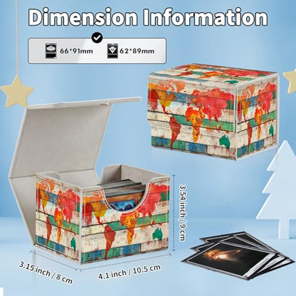 for MTG Commander Deck Box,Card Deck Box for Trading Yugioh MTG,Fits 100 Double Sleeved Cards,PU Leather Strong Magnet Case for Magic Commander TCG CCG,Retro Wood Map - color: Retro Wood Map