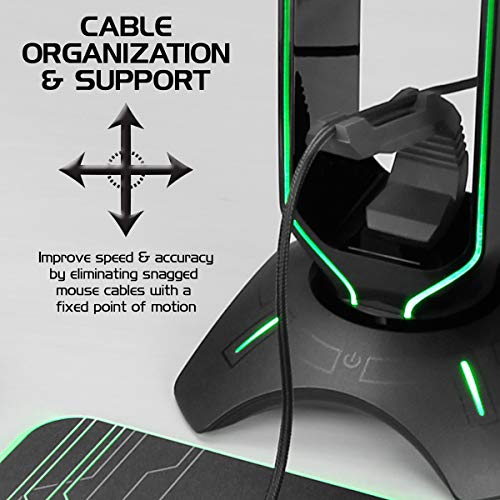 ENHANCE PC Gaming Headset Stand with Mouse Bungee - RGB Headphone Holder, 2 USB Ports, 7 LED Color Modes, Compatible with Desktops, Keyboards, Headphones