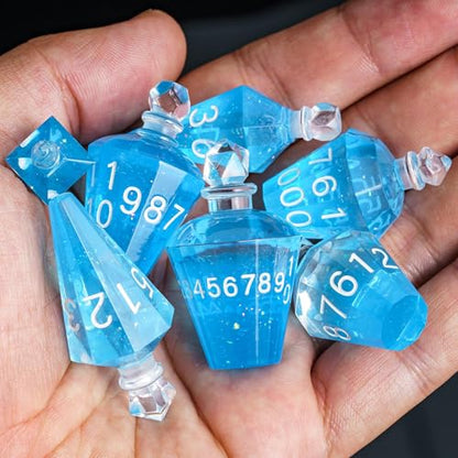 7PCS Potion DND Dice Set,Transparent Sharp Edge Die Set D&D RPG Polyhedral Die,for Dungeons & Dragons, Pathfinder, and TTRPG Roleplaying Games (Blue) - color: Blue