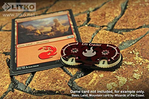 LITKO Life Counter Wheel | Compatible with Magic: The Gathering | Red | 0–99 dual dial | 25x50mm | Translucent acrylic | Laser-engraved Mountain symbol | Magnetic, pre-assembled | Fits deck boxes - color: Red