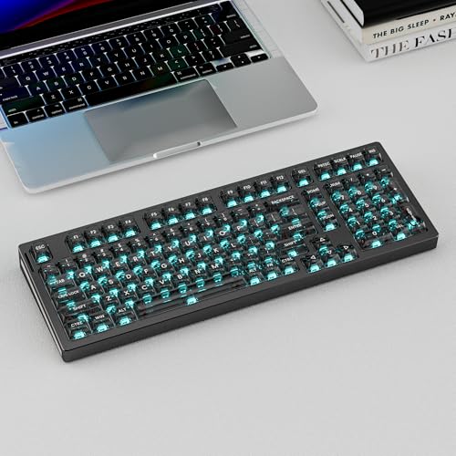 kutethy KY98 Wireless Mechanical Keyboard with Transparent Keycaps,Full Aluminum CNC,Hot-swappable,Pre-lubed Clicky Switches,Gasket Structure,RGB Backlit,BT5.0/2.4G/USB-C Wired (Black) - color: Black