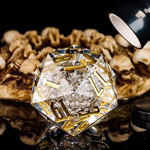 55mm 20 Sided DND Dice, Giant D20 D&D Polyhedral Dice Large D20 with Die Gift Box for Dungeons and Dragons, RPG Table Games (Transparent Bubbles) - color: Transparent Bubbles