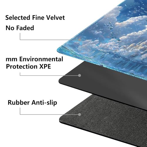 MTG Playmat 24x14 Inch | Optional Game Zone Layout | Non-Slip Rubber Base | Stitched Edges | Includes Free Storage Bag | for TCG, Board Games, and Desk Use(Cloudspire,Without Zone) - color: Cloudspire, style: Without zone