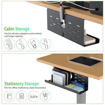 KEEGH 16 in Under Desk Cable Management Tray, Metal Cable Tary, 1 Pack | No-Drill Clamp Mount, Ventilation Holes, Cable Management Tray for Home Office, Gaming Desk, Standing Desk, Black - color: Black, size: 1 Pack